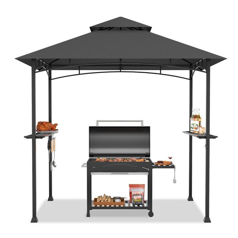 Tangkula 8' x 5' BBQ Grill Gazebo 2-Tier Barbecue Canopy Vented Top Shelves Shelter