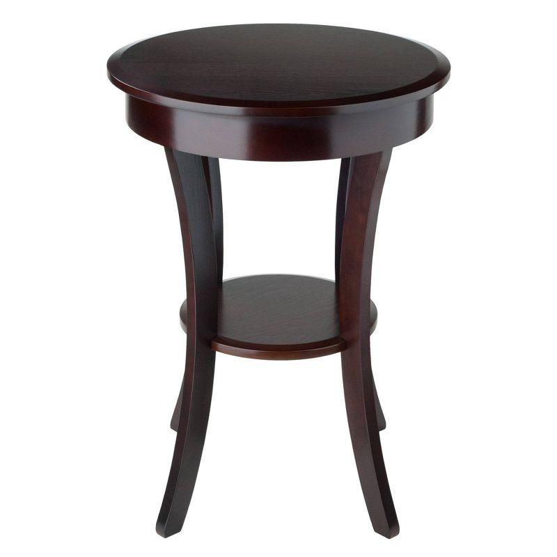 Sasha Transitional Round Wood Accent Table with Storage - Cappuccino