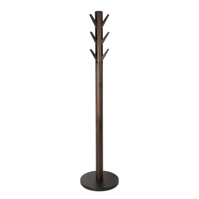 Flapper Sleek Black/Walnut 9-Hook Freestanding Coat Rack