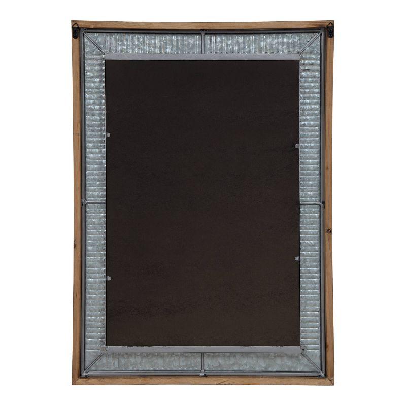 Rustic Brown Wood and Metal Full-Length Rectangular Mirror