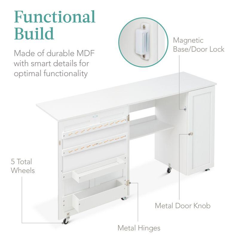 Best Choice Products Large Portable Multipurpose Folding Sewing Table w/ Magnetic Doors, Craft Storage