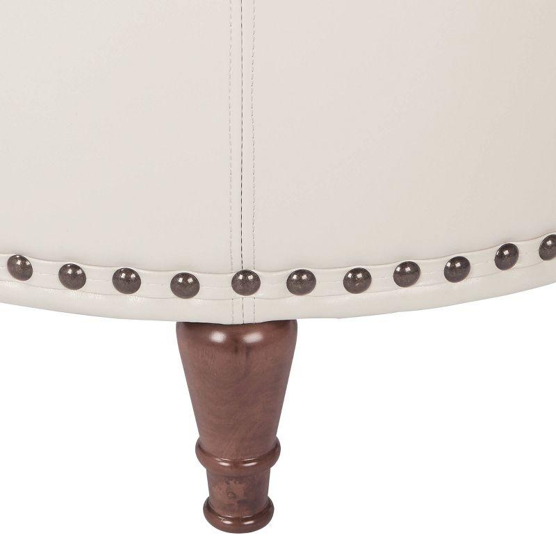 Alloway Storage Ottoman Cream - OSP Home Furnishings: Mid-Century Modern, Faux Leather, Wood Legs, Nailhead Trim