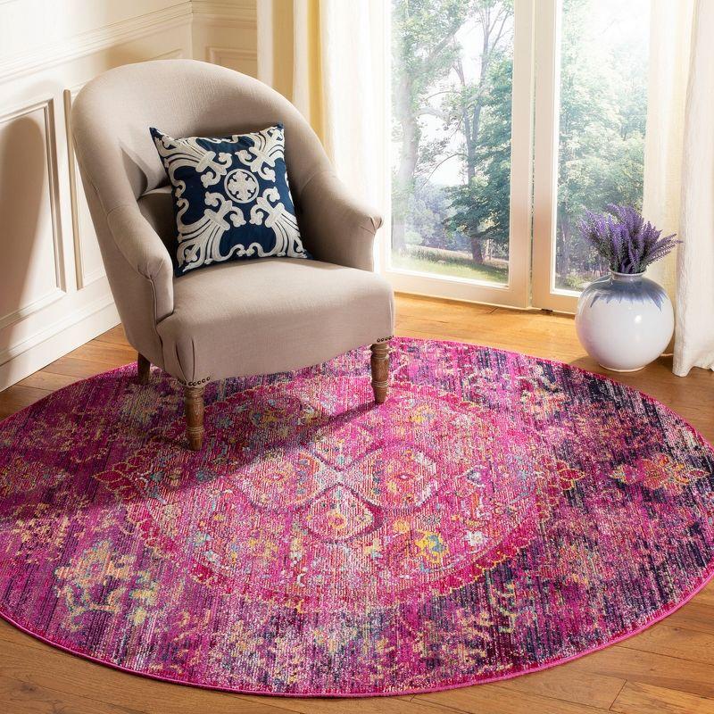 Multicolor Oriental Medallion 7' Round Synthetic Rug