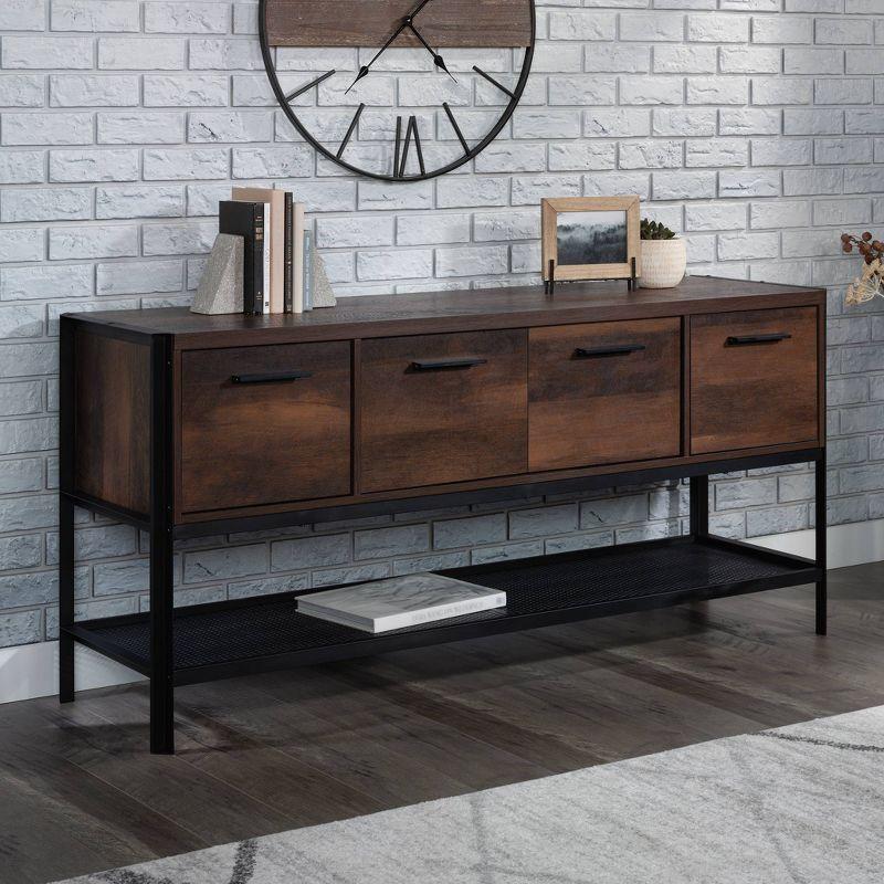 Briarbrook Office Credenza Barrel Oak - Sauder: Industrial Style, Laminated Surface, Metal Frame, 2-Drawer Storage