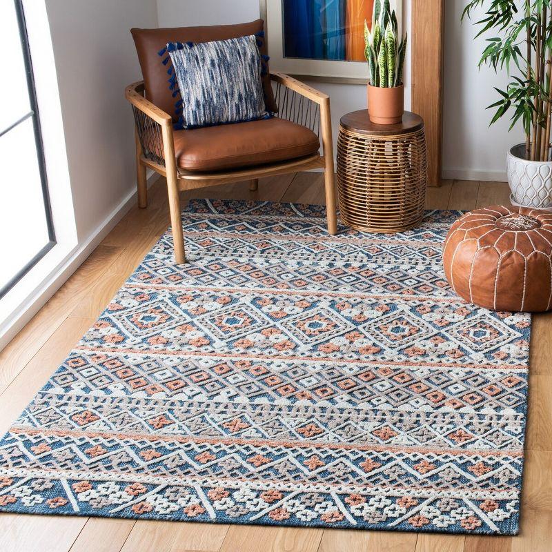 Aspen Blue Geometric Hand-Tufted Wool Area Rug - 5' x 8'