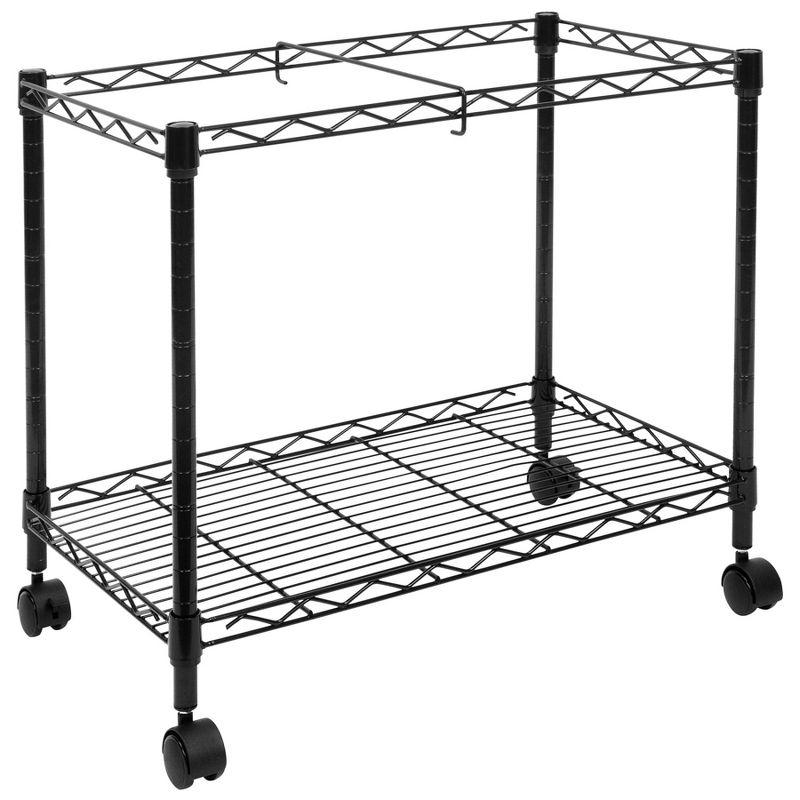 Black Steel Wire Rolling File Cart with Locking Casters