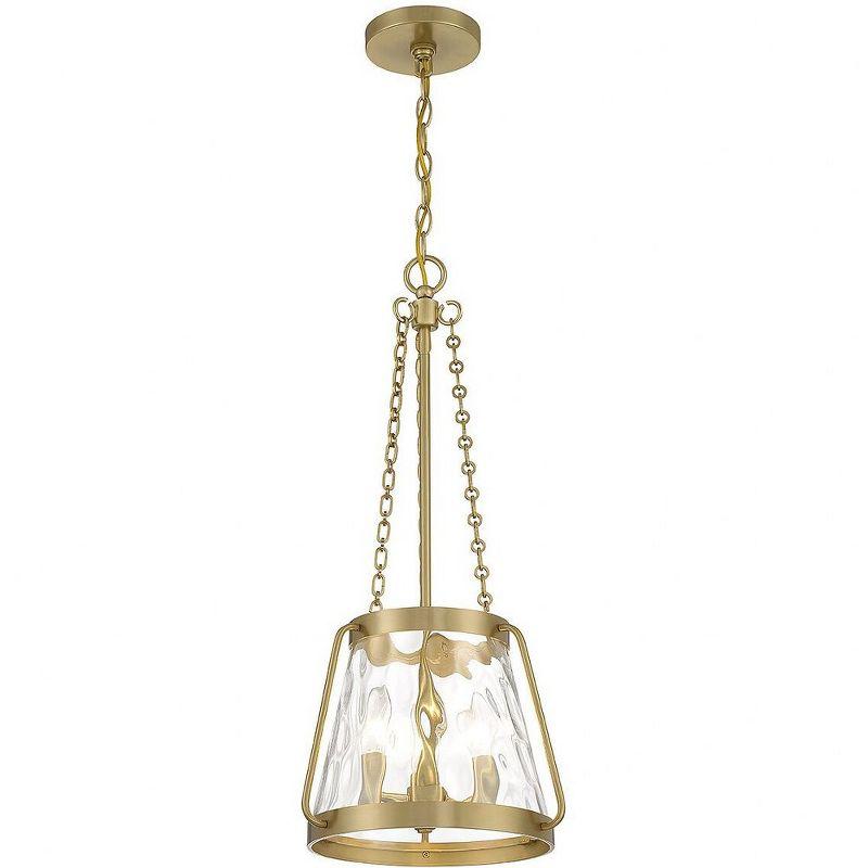 Crawford Warm Brass 3-Light Pendant with Clear Water Glass Shade