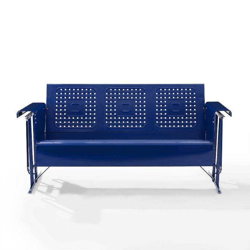 Navy Blue Metal 3-Seat Outdoor Sofa Glider