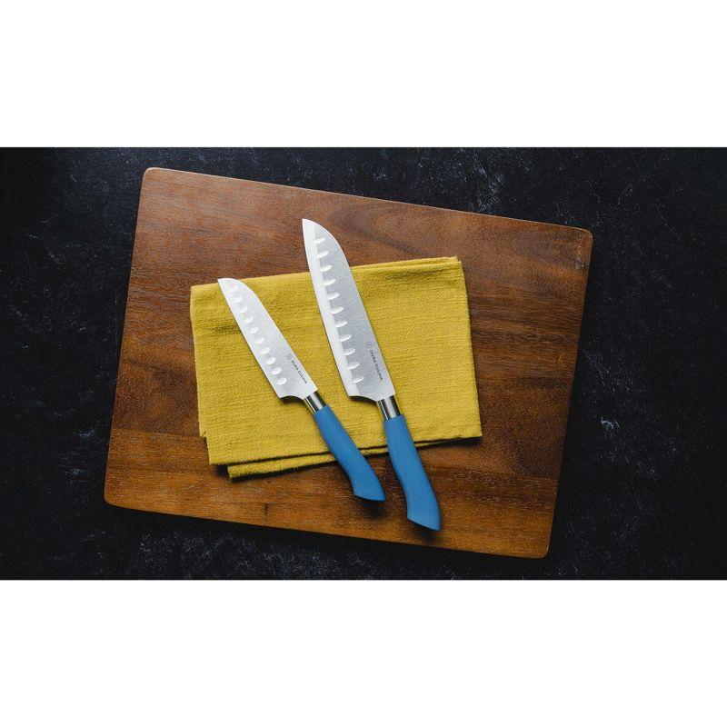 Eco-Friendly Blue High Carbon Stainless Steel Santoku Knife Set