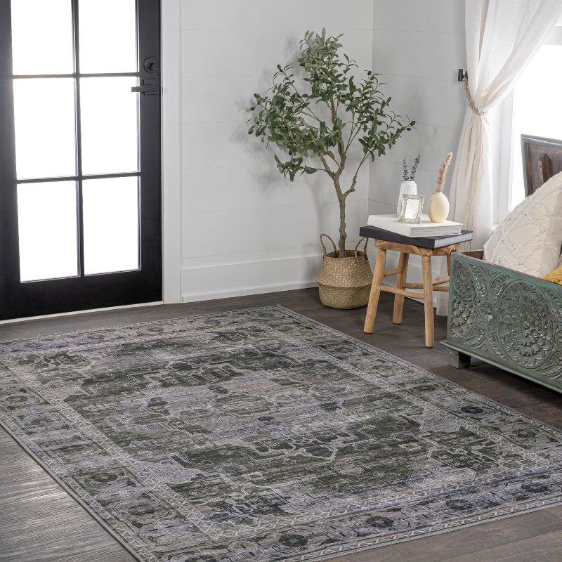 Alanya Ornate Medallion Washable Area Rug - JONATHAN Y