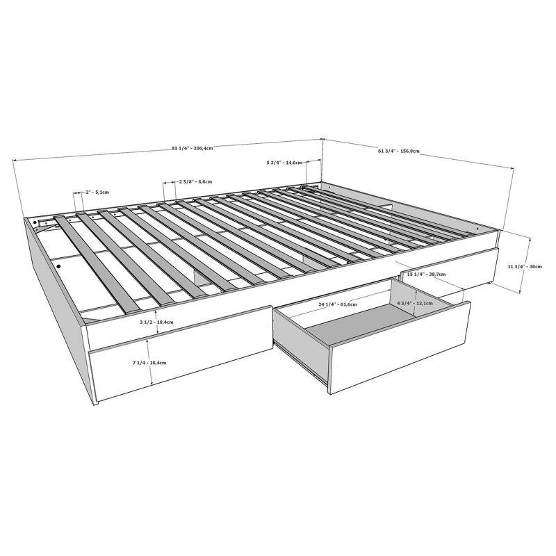 Reversible Queen Storage Bed with 3 Drawers in Charcoal Black