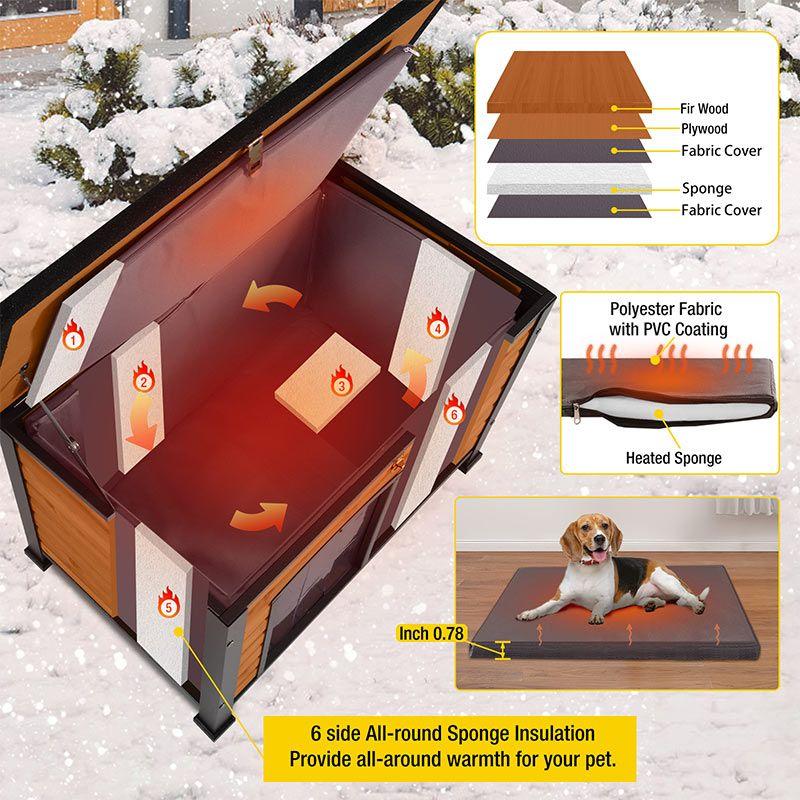 Aivituvin-AIR86-IN Large Insulated Dog House Off-White 43.3"(L) x 29.4" (W) x 33.4"(H)