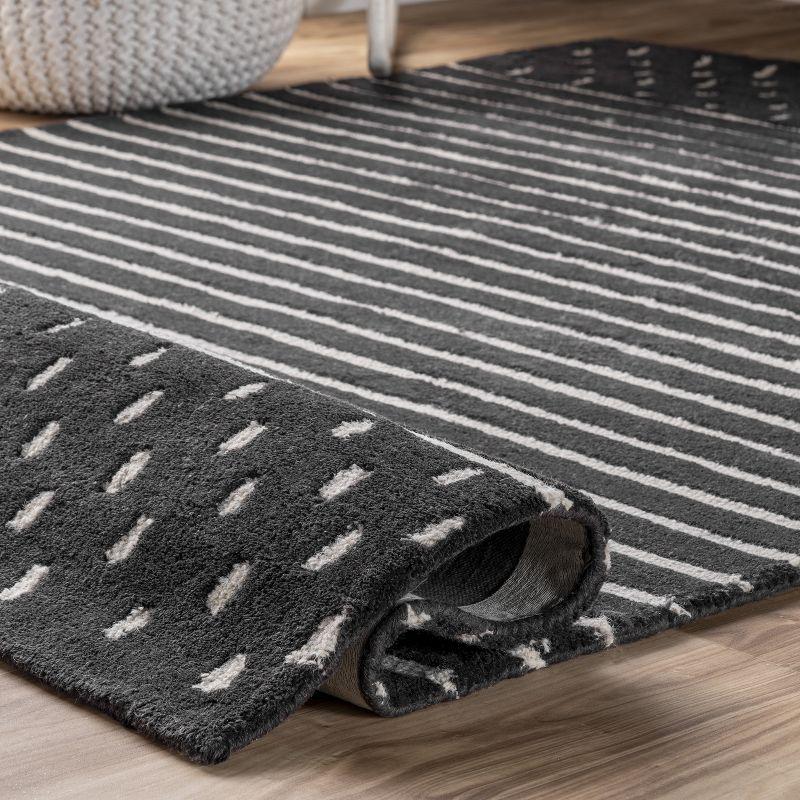 Charcoal Stripe 8' x 10' Hand-Tufted Wool Area Rug