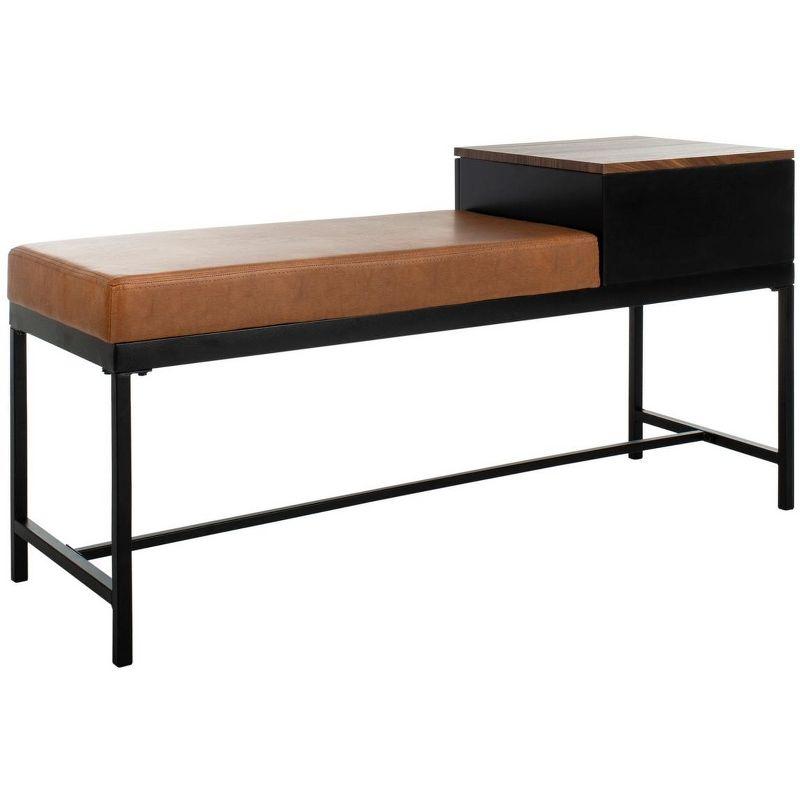 Maruka Bench with Storage - Brown/Brown - Safavieh