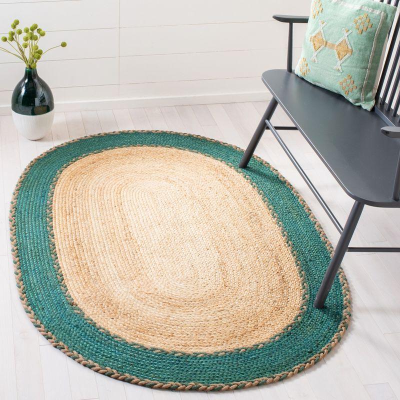 Natural Fiber NFB261 Hand Loomed Area Rug - Natural/Green - 7'x9' Oval - Safavieh.