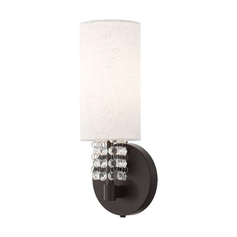 English Bronze Direct Wired Electric Wall Sconce with Crystals