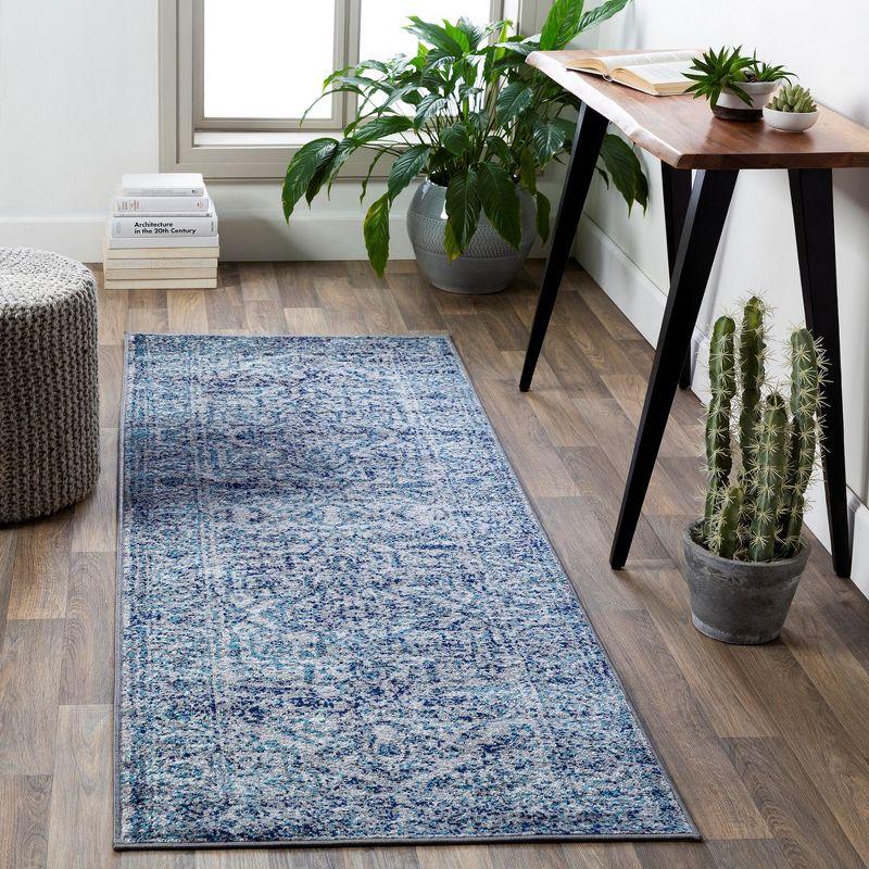 Sky Blue Hand-knotted Synthetic Fur Square Area Rug