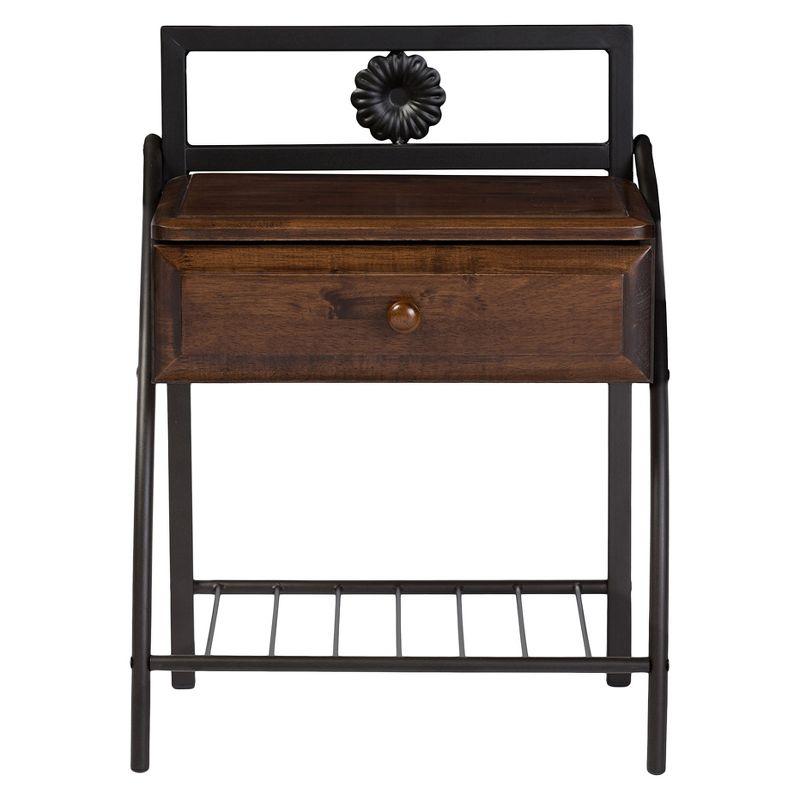 Jevenci Dark Bronze and Walnut 1-Drawer Nightstand