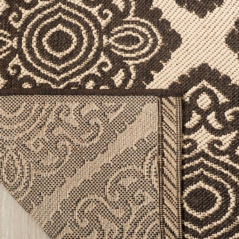 Creme & Brown Geometric Easy-Care Synthetic Area Rug - 4' x 6'