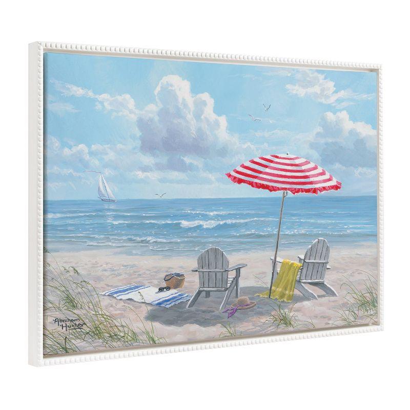 28"x38" Sylvie Beaded Beach Day Framed Canvas by Abraham Hunter White - Kate & Laurel All Things Decor: Modern Style, Plastic Frame