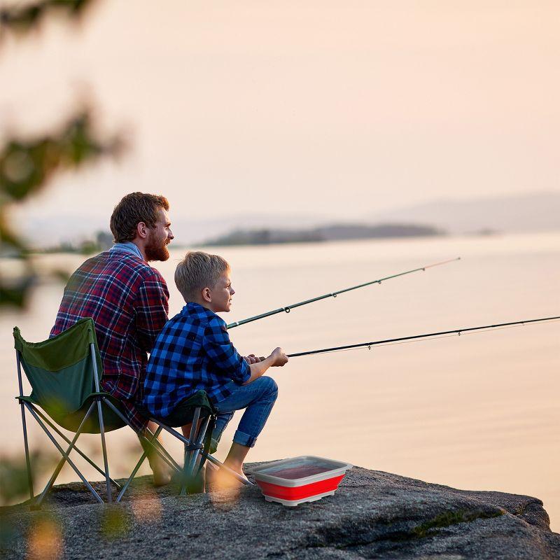 Collapsible Multiuse Wash Bin - Portable Wash Basin/Dish Tub/Ice Bucket with 10 L Capacity for Camping, Tailgating, More by Wakeman Outdoors (Red)