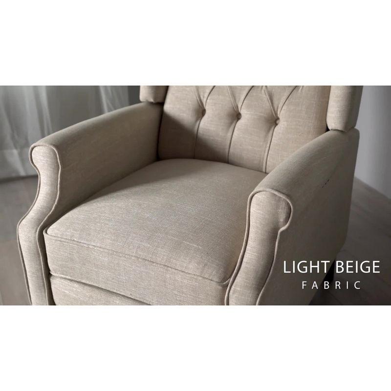 Walter Light Beige Fabric Recliner Club Chair - Christopher Knight Home: Elegant Tufted Wingback, Nailhead Trim, Polyester Upholstery