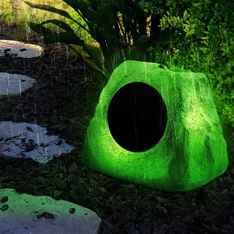 Gemini® GHRK-500LTMS Solar Bluetooth® TWS 30-Watt-Peak Outdoor Rock Speaker with LED Lighting (1 Pack) in Gray