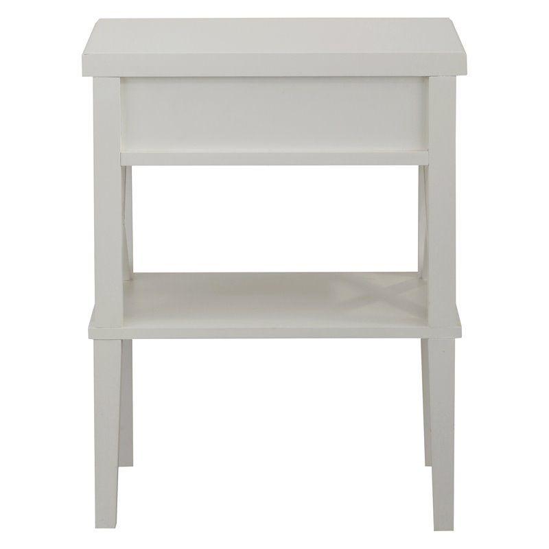 Marta White Wood 1-Drawer Nightstand with Open Shelf