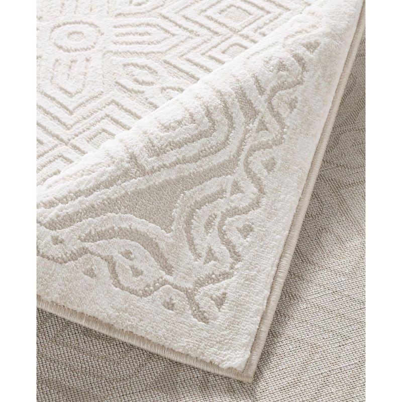 TOWN & COUNTRY LUXE Maya Medallion Indoor Area Rug with High-Low Texture, Ivory/Greige