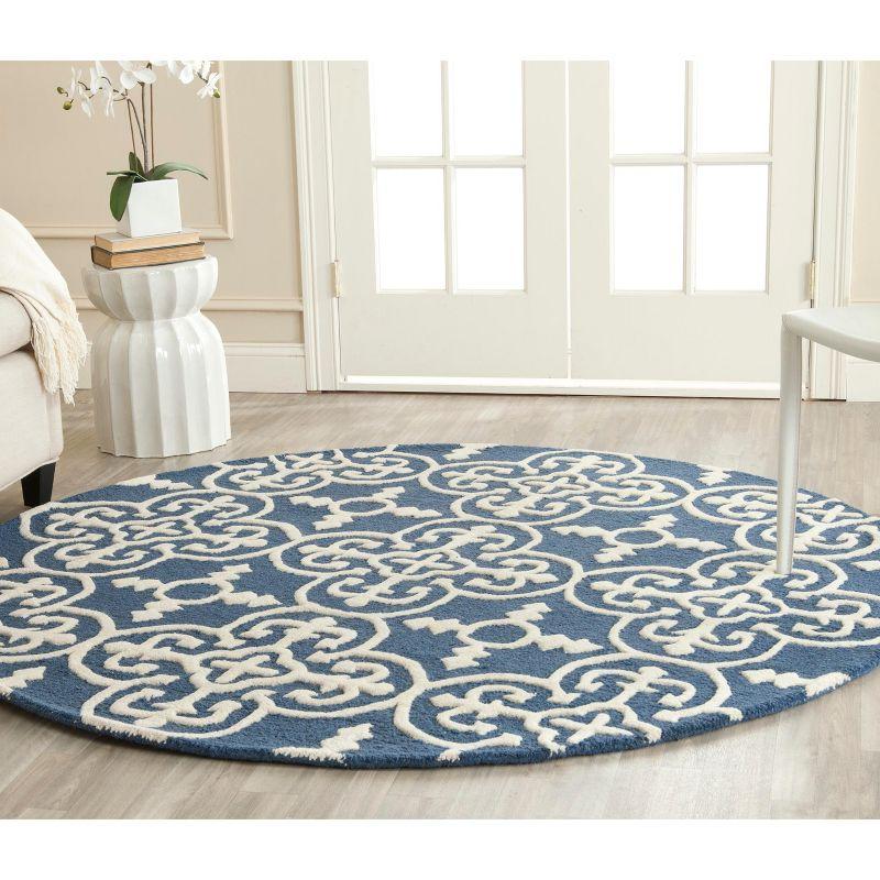 Cambridge Classic Navy and Ivory Hand-Tufted Wool Area Rug