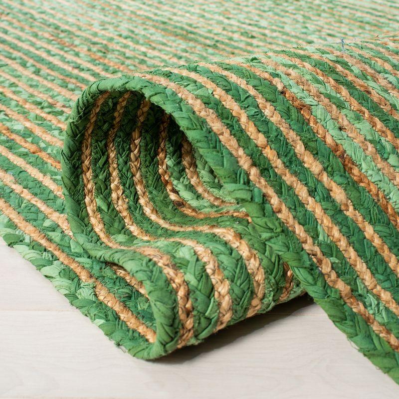 Hand-Knotted Boho-Chic Green/Natural Cotton Area Rug 4' x 6'