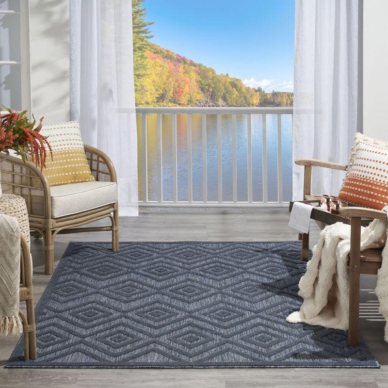 Foundry Select Versatile Diamond Navy Blue Indoor/Outdoor Area Rug