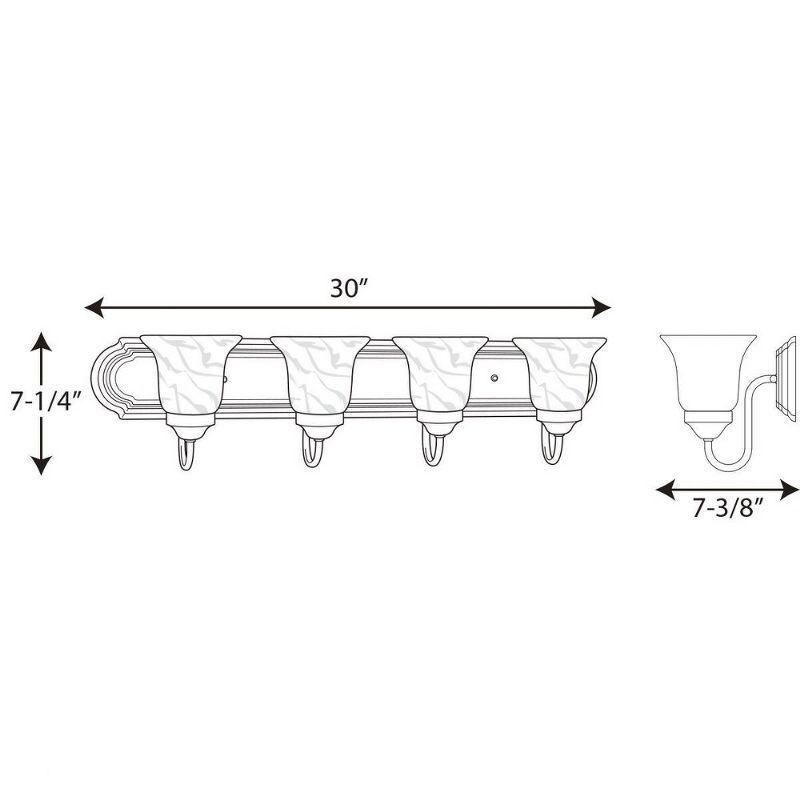 Progress Lighting Builder 4-Light Bath Bracket, Steel, Brushed Nickel, Alabaster Glass, Up/Down Mounting