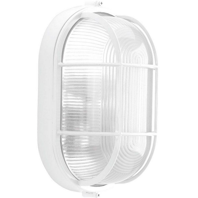 Progress Lighting Bulkheads 1-Light Flush Mount, White, Polycarbonate Shade