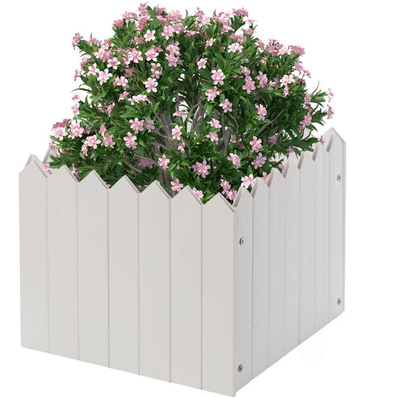 Gardenised Square Traditional Fence Design Vinyl Planter Box