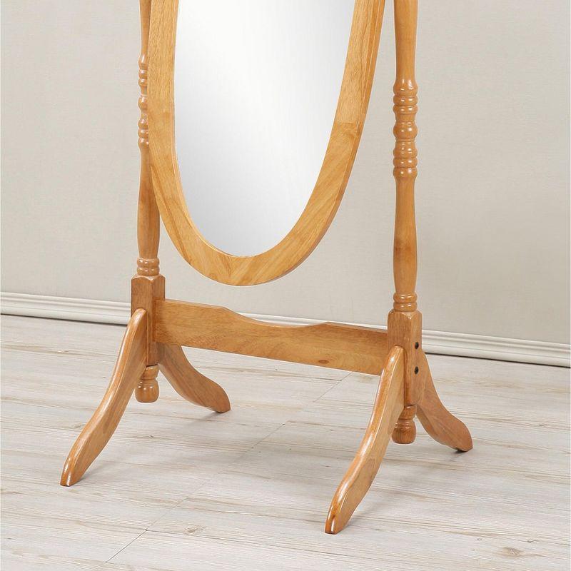 Roundhill Furniture Traditional Queen Anna Style Wood Floor Cheval Mirror Pink