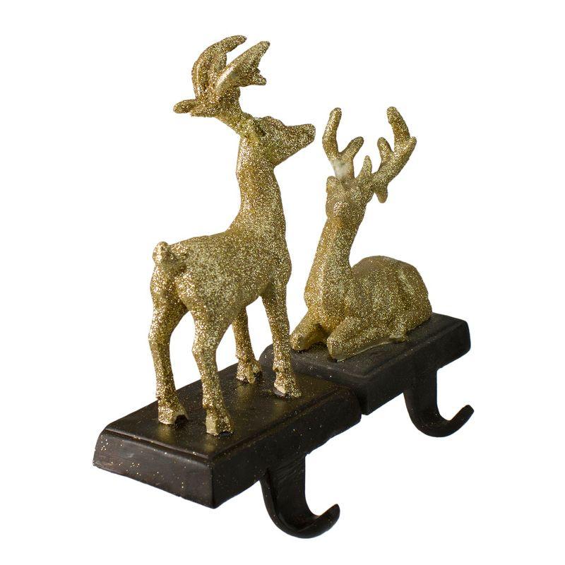 Northlight Reindeer Glittered Christmas Stocking Holders - 8.5" - Gold - Set of 2