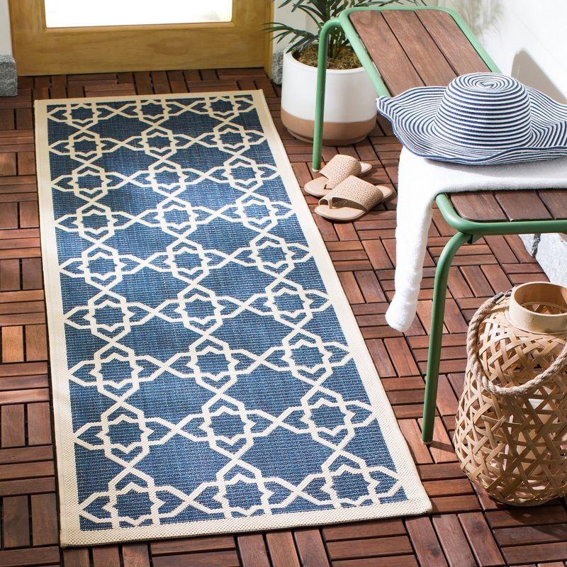 Courtyard CY6032 Power Loomed Indoor and Outdoor Runner Rug - Navy/Beige - 2'3"x12' - Safavieh