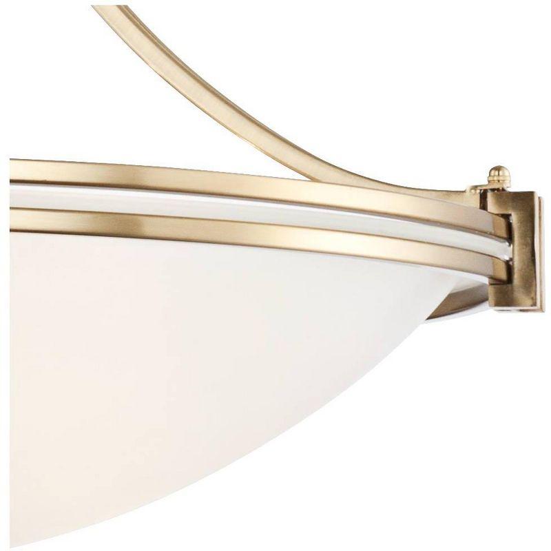 Possini Euro Design Deco Warm Brass Pendant Chandelier 21 1/2" Wide Modern White Marbled Bowl Glass 3-Light Fixture for Dining Room Kitchen Island