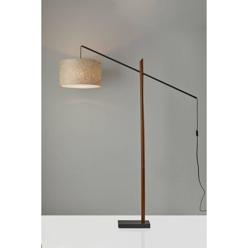 Mid-Century Modern Black Walnut Arc Adjustable Floor Lamp