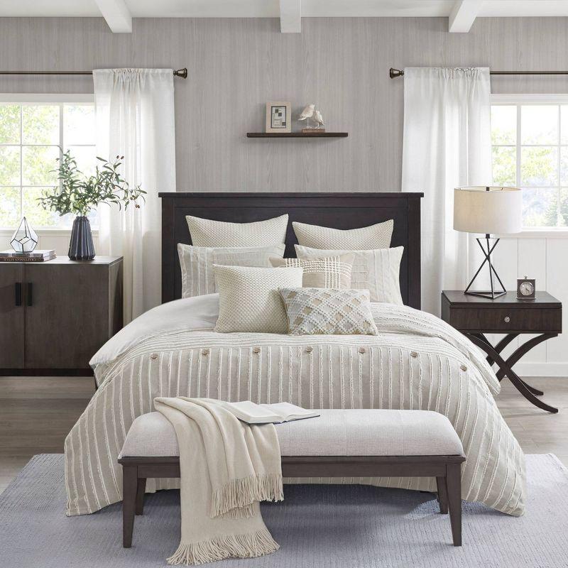 Ivory King Cotton Jacquard Down Alternative Bedspread Set