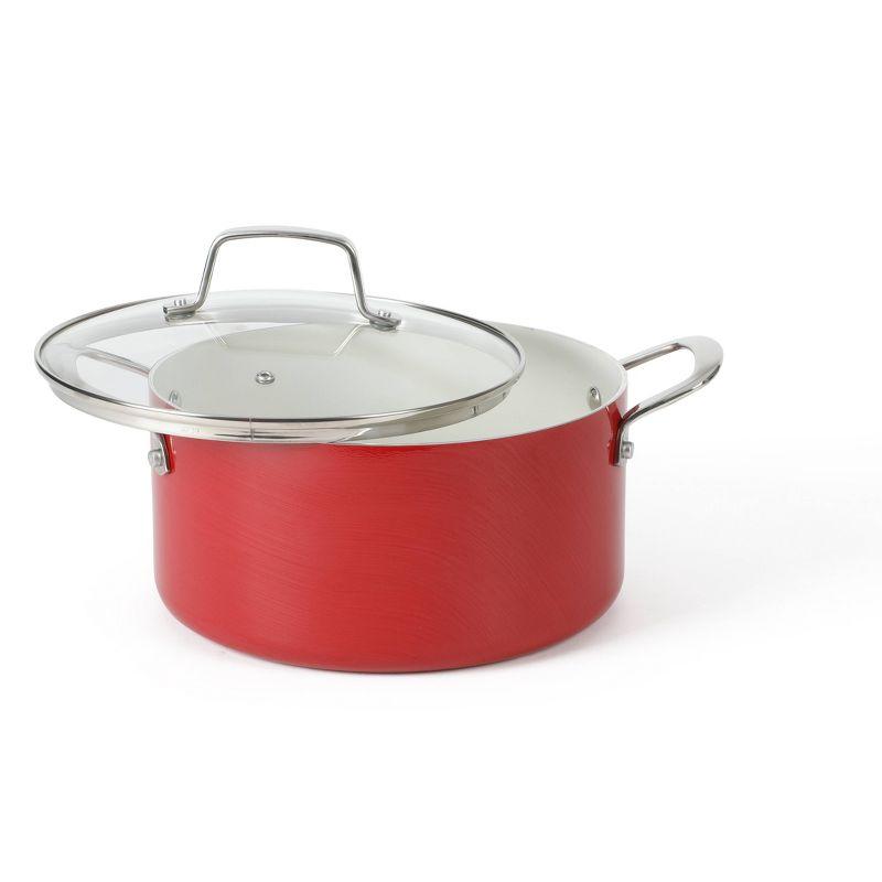 Red 10-Piece Aluminum Ceramic Nonstick Cookware Set