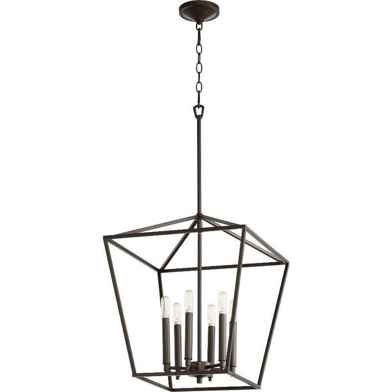 Elegant Oiled Bronze 6-Light Entry Pendant with Glass Accents