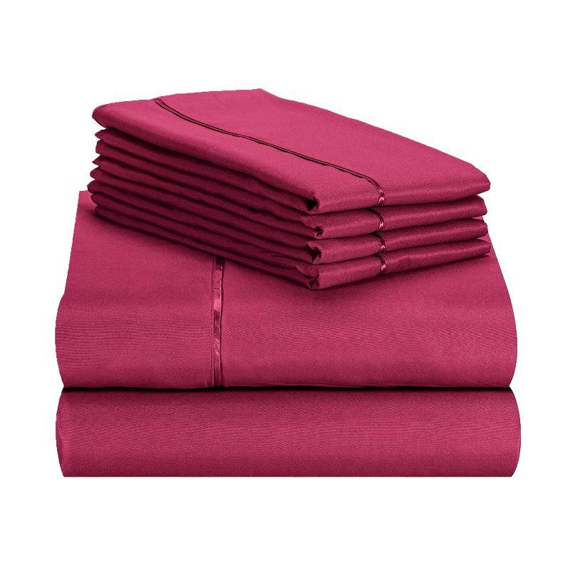LuxClub 4 PC Burgundy King Silky Soft Cooling Deep Pocket Performance Sheet Set