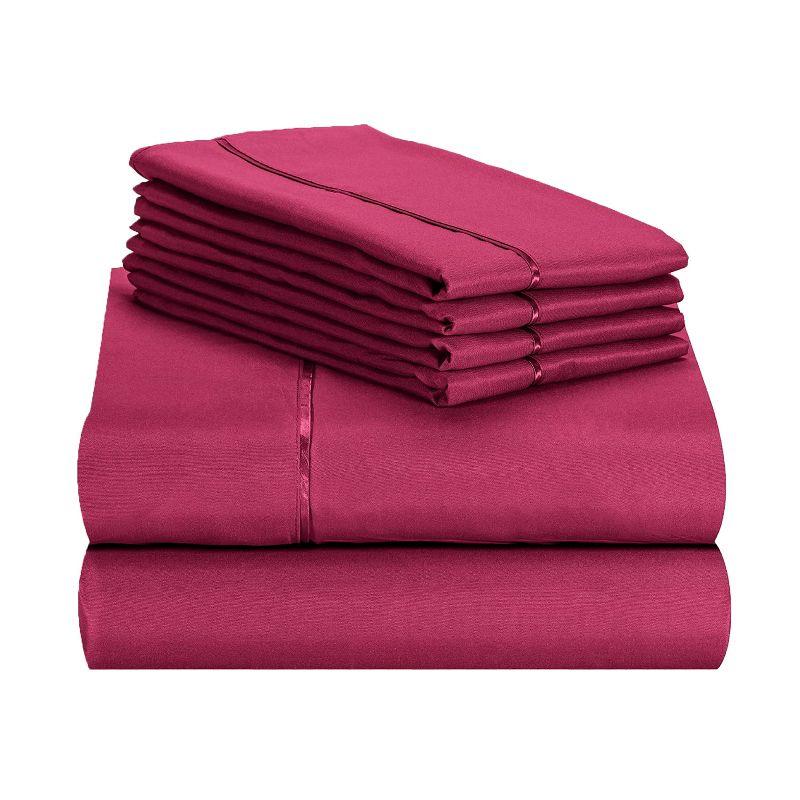 LuxClub 6 PC Burgundy King Microfiber Solid Performance Sheet Set, Soft Cooling Eco-Friendly Bed Sheets with 18in Deep Pockets