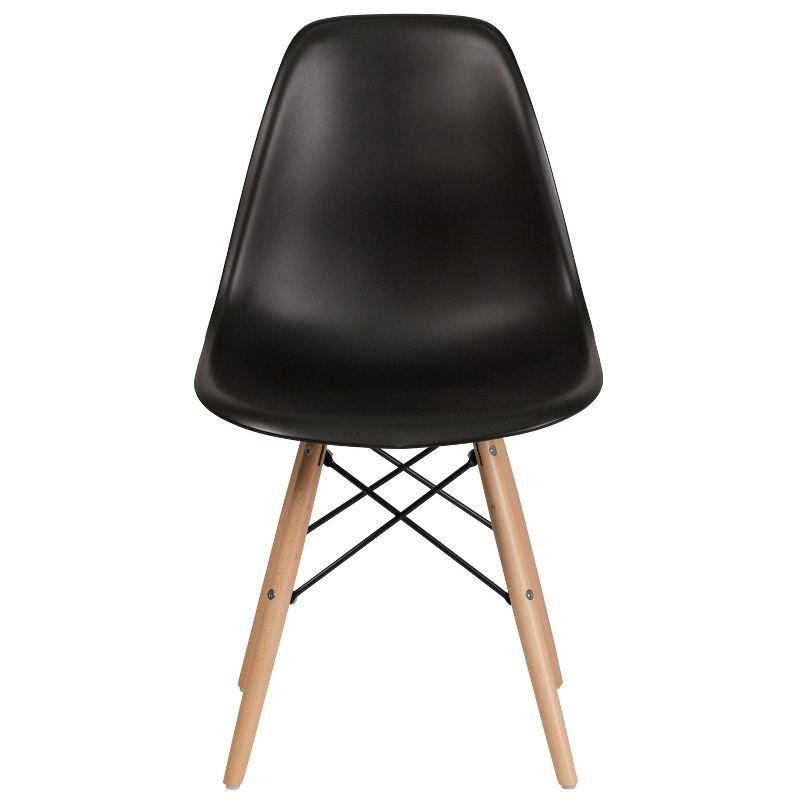 Flash Furniture Elon Series Plastic Chair with Wooden Legs for Versatile Kitchen, Dining Room, Living Room, Library or Desk Use