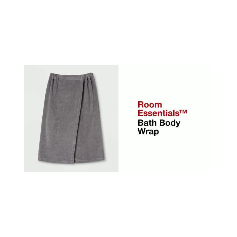Bath Body Wrap Gray - Room Essentials™: Cotton Terry Shower Wrap, Hook & Loop Closure, OEKO-TEX Certified