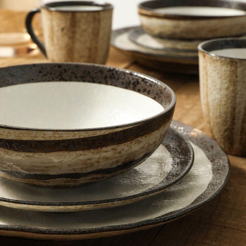 Stone Lain Lucy 16-Piece Porcelain Dinnerware Set, Service for 4, Beige