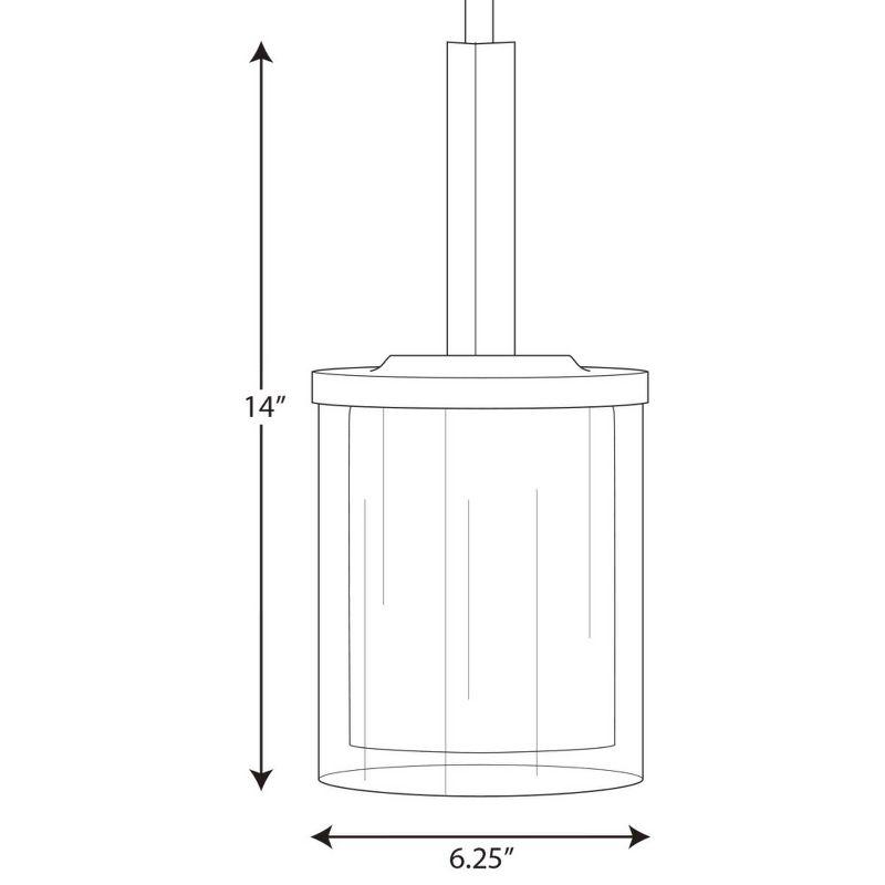 Progress Lighting Mast 1-Light Mini-Pendant, Brushed Nickel, Clear and Etched Glass Shade