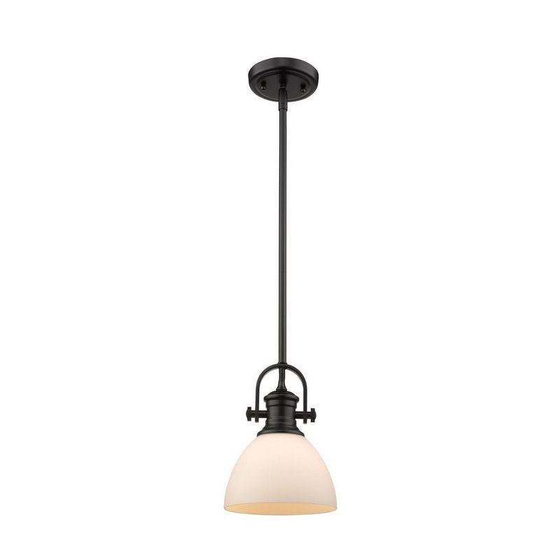 Golden Lighting Hines 1-Light Mini Pendant in Brushed Champagne Bronze with Seeded Glass